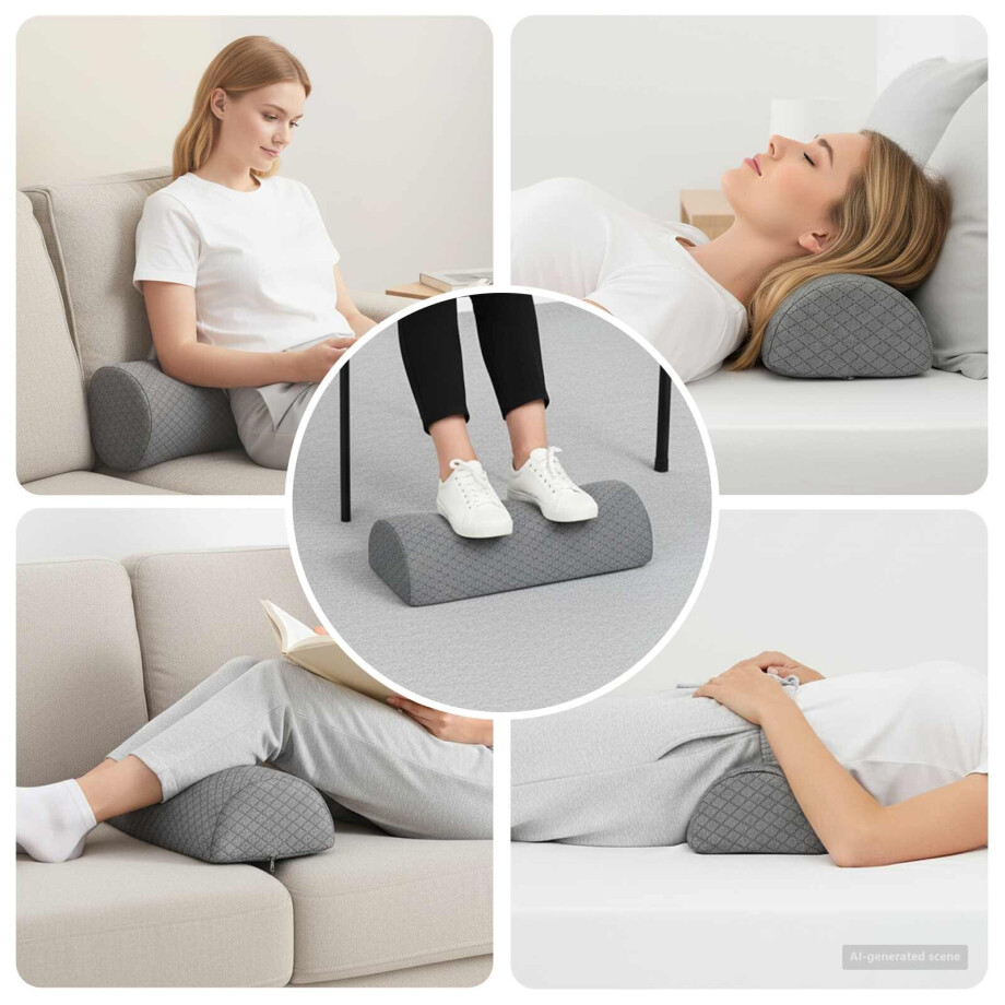 vidaXL Been Kussen Geometrisch Grijs 52 x 20 x 11 cm Traagschuim afbeelding 1