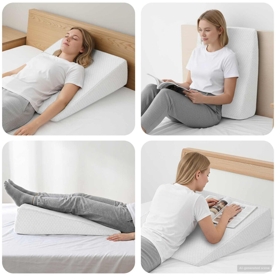 vidaXL Wedge Kussen Effen Wit 69 x 64 x 19 cm Traagschuim afbeelding 1