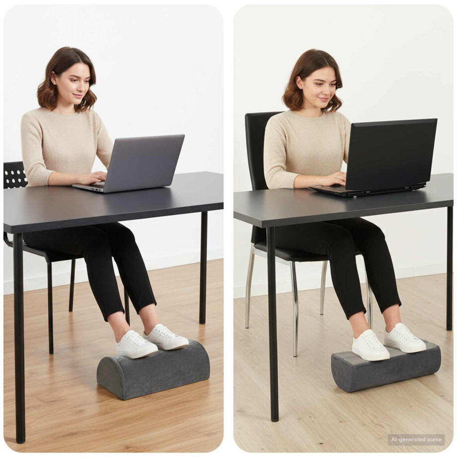 vidaXL Voetensteun Kussen Effen Grijs 42 x 18 x 13 cm PU Schuim afbeelding 1