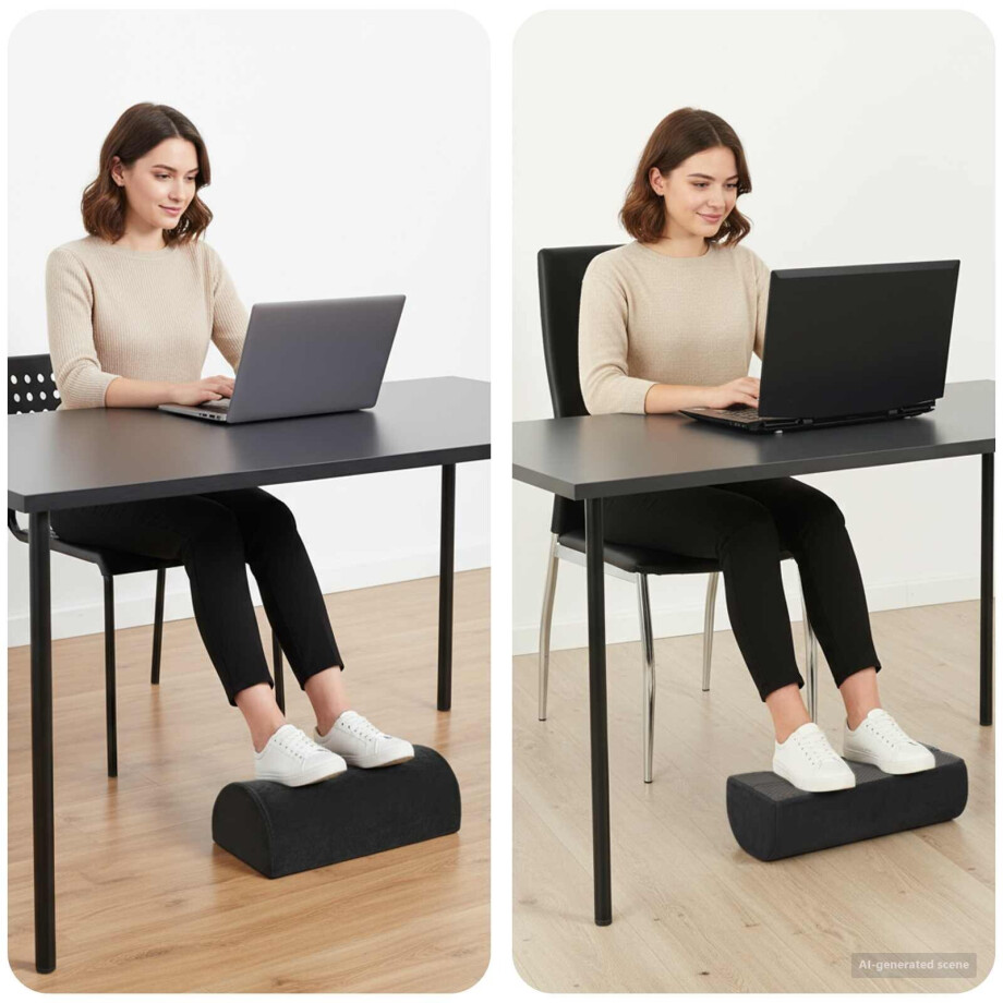 vidaXL Voetensteun Kussen Effen Zwart 42 x 18 x 13 cm PU Schuim afbeelding 1