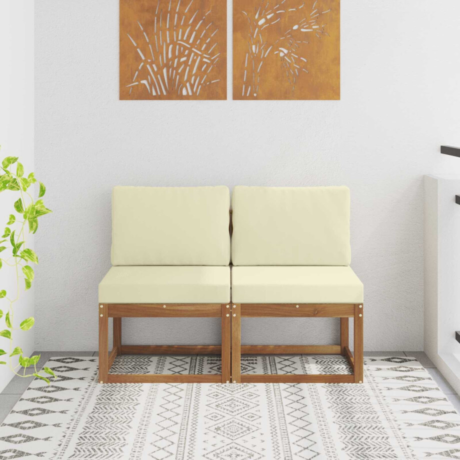 vidaXL 2 Stuk Buiten Midden Sofa Massief Acaciahout vidaXL 2 Stuk Buiten Midden Sofa Massief Acaciahout afbeelding 1