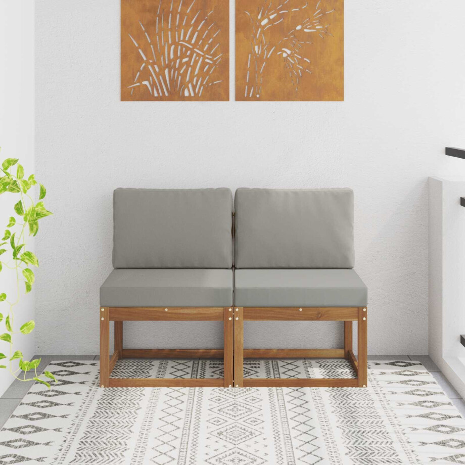 vidaXL 2 Stuk Buiten Midden Sofa Massief Acaciahout Naturel afbeelding 1