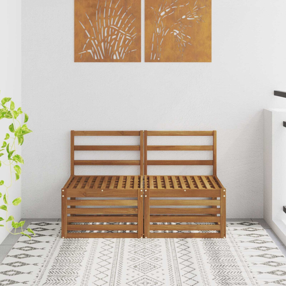 vidaXL 2 Stuk Buiten Midden Sofa Massief Acaciahout Naturel afbeelding 1