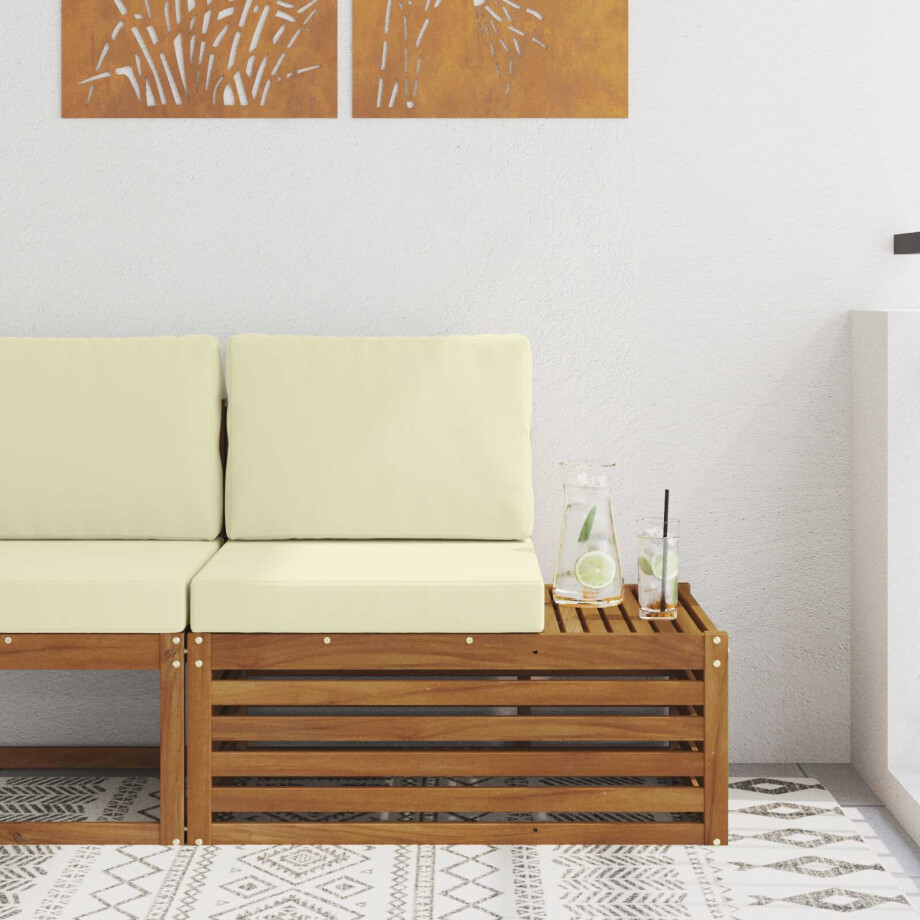 vidaXL Buiten Eindbank Naturel 91 x 63 x 73 cm Massief Acaciahout afbeelding 1
