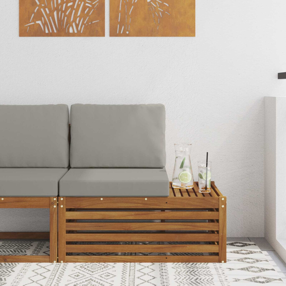 vidaXL Buiten Eindbank Naturel 91 x 63 x 73 cm Massief Acaciahout afbeelding 1