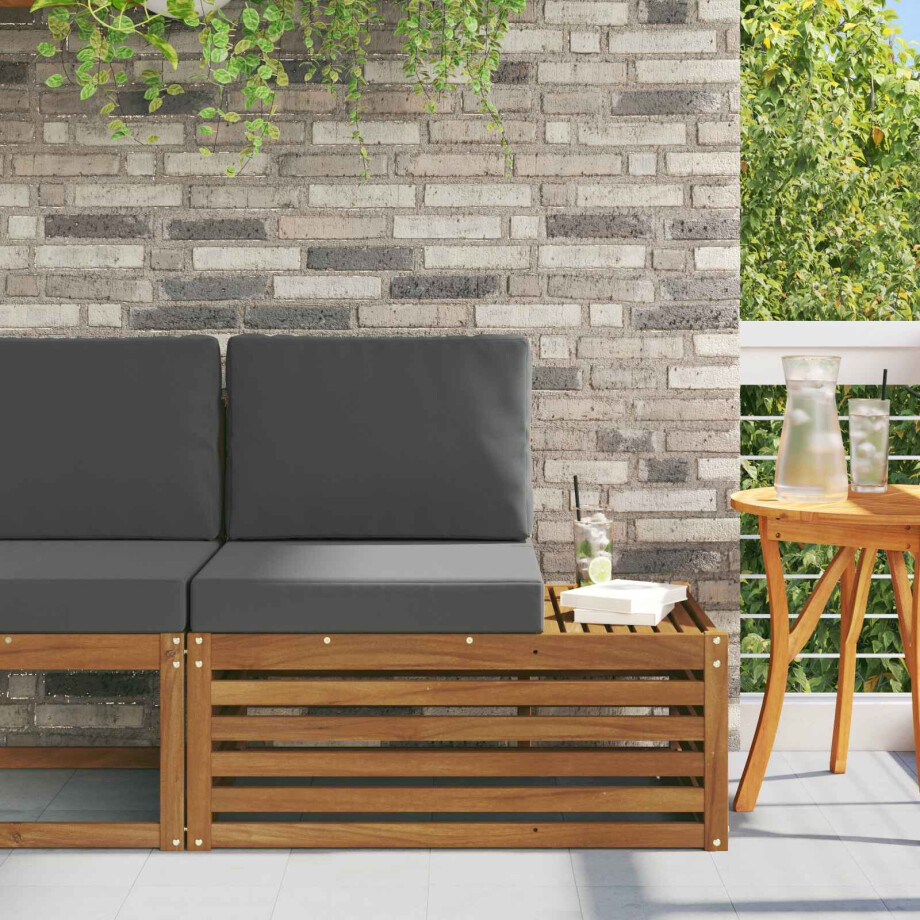vidaXL Buiten Eindbank Naturel 91 x 63 x 73 cm Massief Acaciahout afbeelding 1