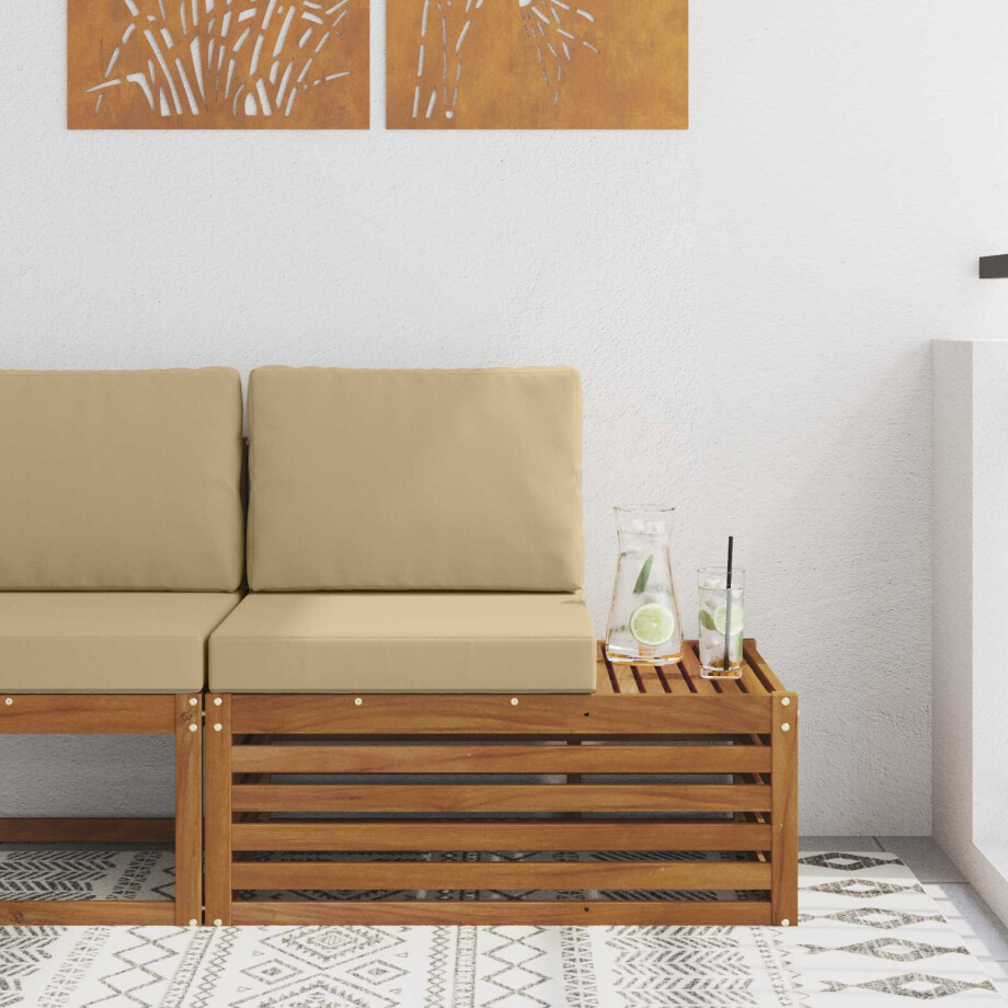 vidaXL Buiten Eindbank Naturel 91 x 63 x 73 cm Massief Acaciahout afbeelding 1