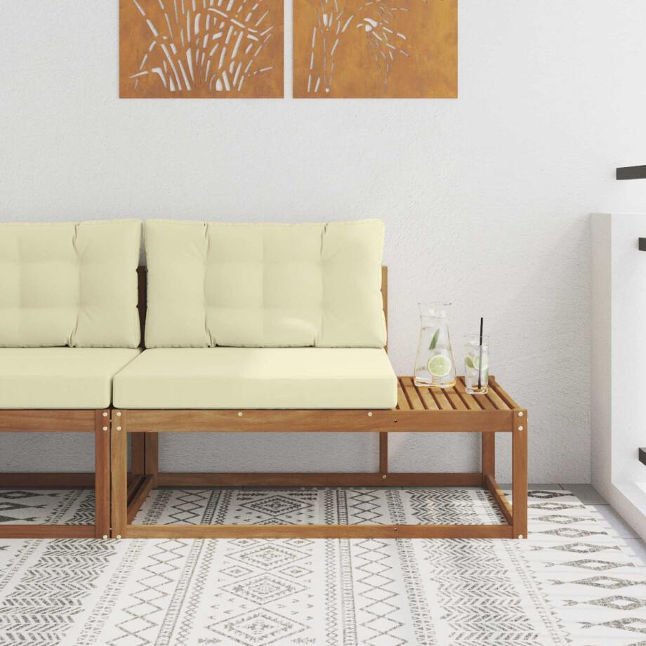vidaXL Buiten Eindbank met kussen Naturel 115 x 83 x 73 cm afbeelding 1