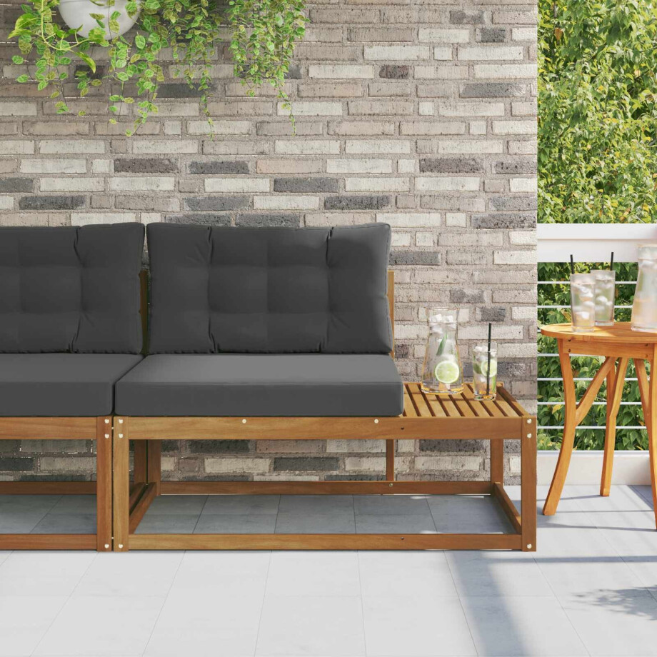 vidaXL Buiten Eindbank met kussen Naturel 115 x 83 x 73 cm afbeelding 1