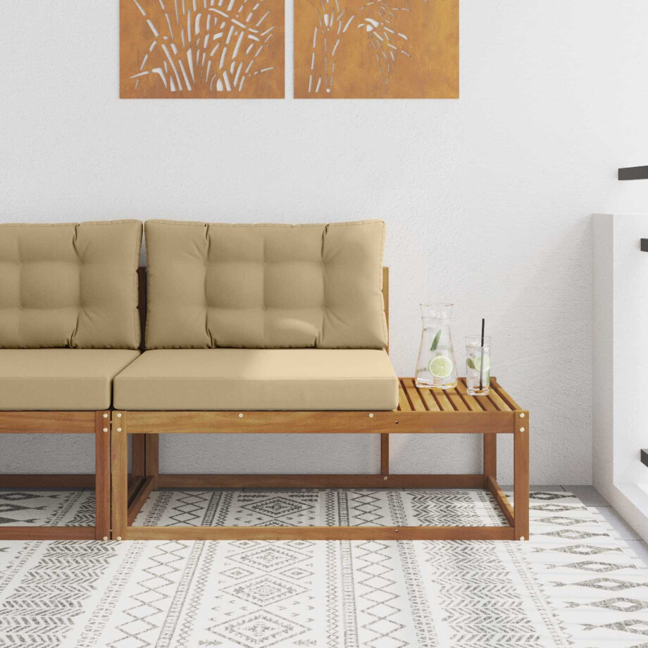 vidaXL Buiten Eindbank met kussen Naturel 115 x 83 x 73 cm afbeelding 1