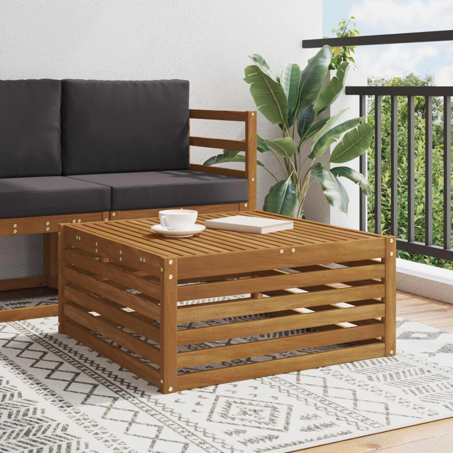 vidaXL Buiten Tafel Massief Acaciahout Naturel 79 x 79 x 37 cm afbeelding 1