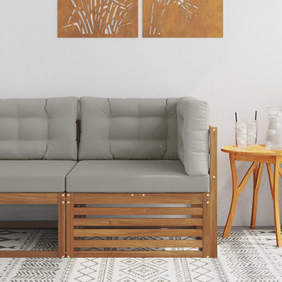 vidaXL Buiten Hoek Sofa Massief Acaciahout Naturel afbeelding 1