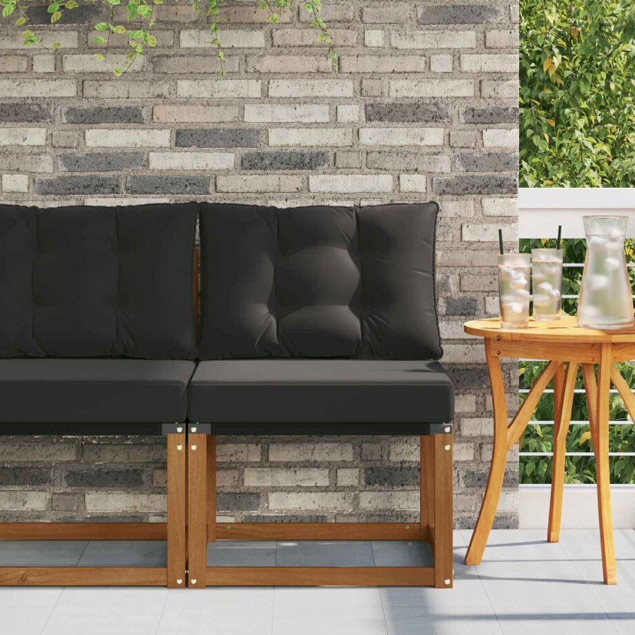 vidaXL Buitenzitmiddelsofa Massief acaciahout en Textilene Stof afbeelding 1
