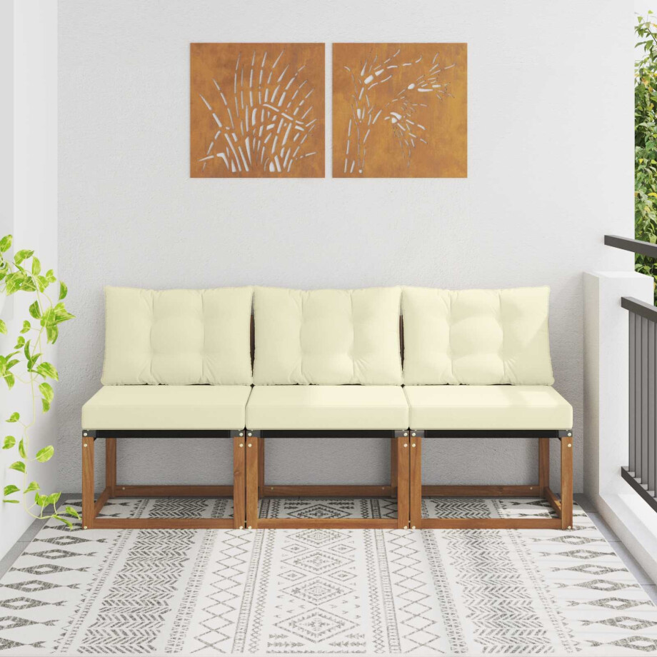 vidaXL 3 Stuk Buitenzitmiddelsofa Massief acaciahout en Textilene Stof vidaXL 3 Stuk Buitenzitmiddelsofa Massief acaciahout en Textilene Stof afbeelding 1
