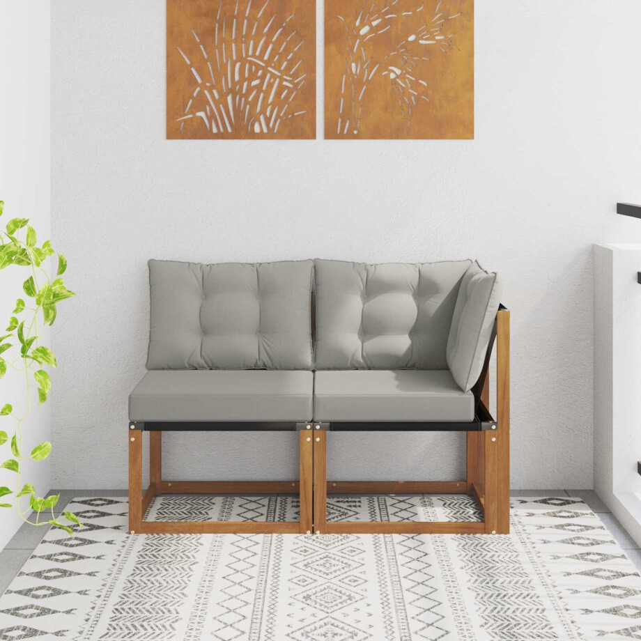 vidaXL Outdoor Midden- en Hoeksalon met kussen 2 Stuk Naturel vidaXL Outdoor Midden- en Hoeksalon met kussen 2 Stuk Naturel afbeelding 1