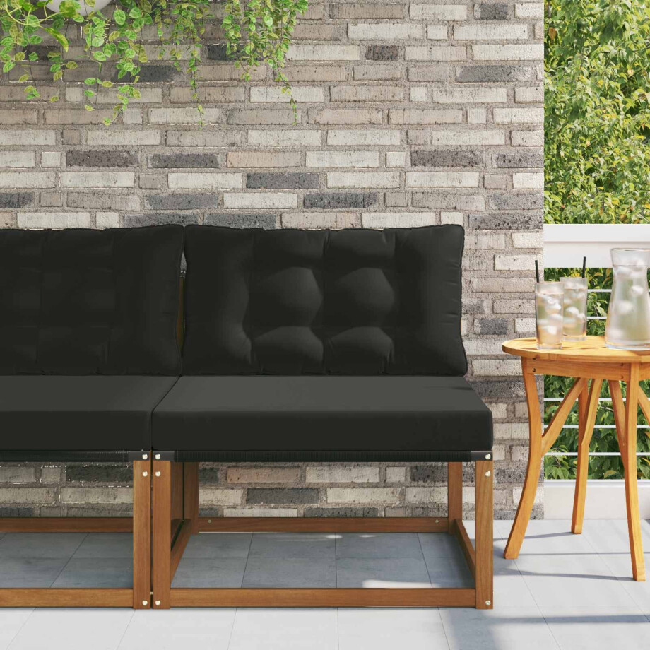 vidaXL Buiten Midden Sofa Massief Acaciahout en Textilene Naturel afbeelding 1