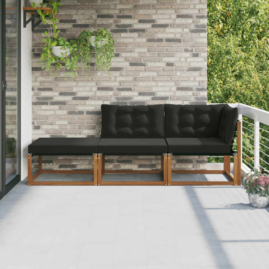 vidaXL Tuin Sectiesofa Eenheden met kussen 3 Stuk Naturel vidaXL Tuin Sectiesofa Eenheden met kussen 3 Stuk Naturel afbeelding 1