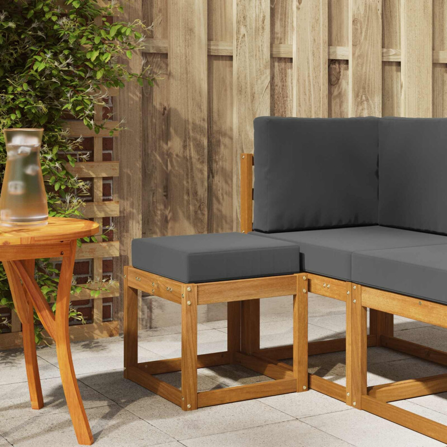 vidaXL Stoelbank met kussen Natuurlijk en Antraciet 43 x 43 x 37 cm afbeelding 1