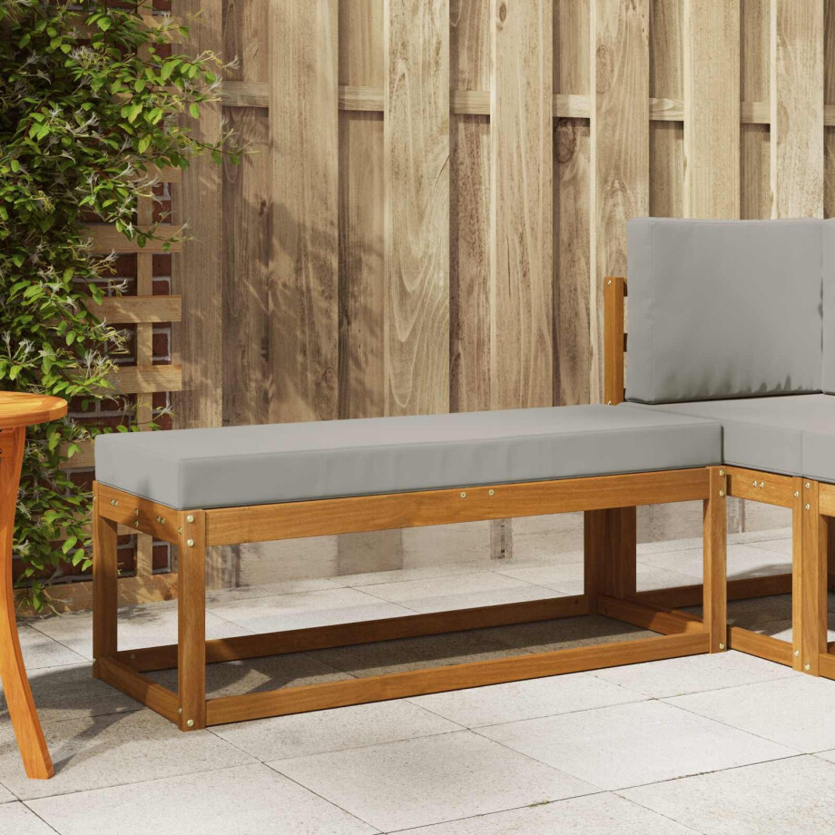 vidaXL Stoelbank met kussen Natuurlijk en Lichtgrijs 115 x 43 x 37 cm vidaXL Stoelbank met kussen Natuurlijk en Lichtgrijs 115 x 43 x 37 cm afbeelding 1