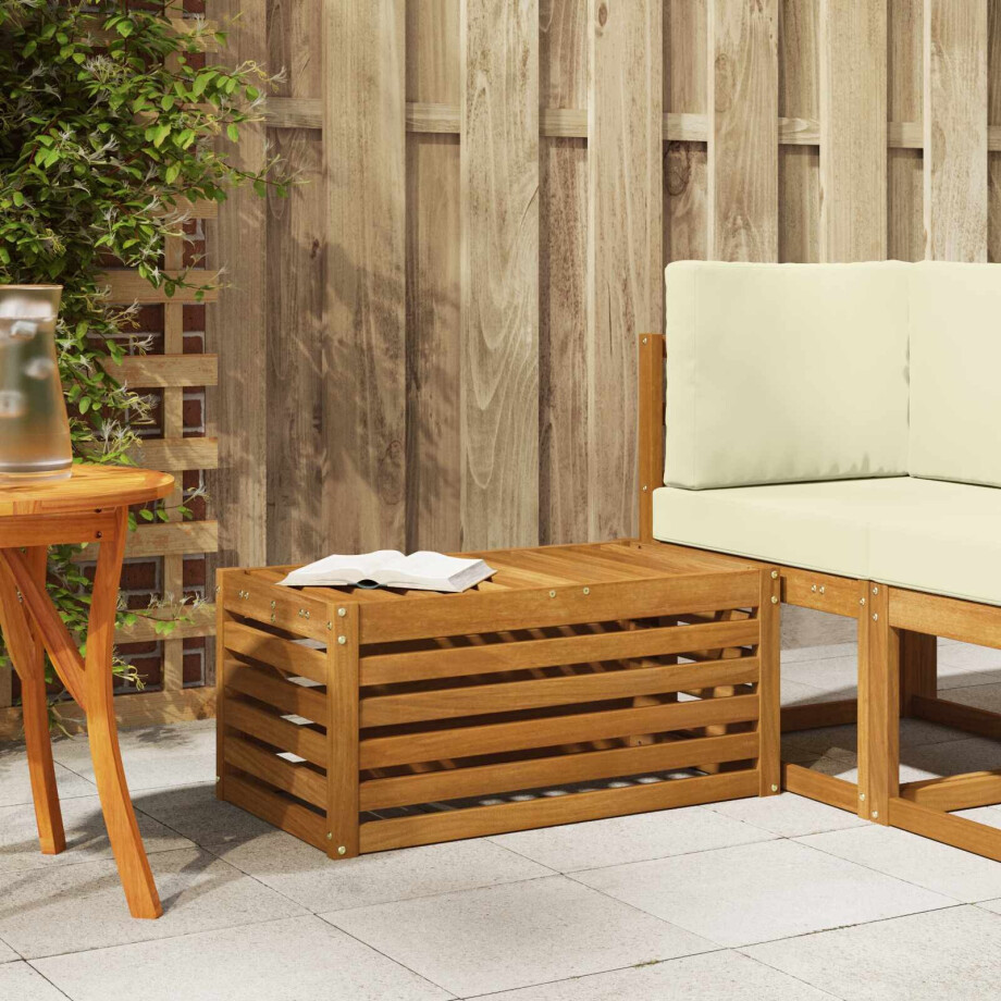 vidaXL Buitenstoolbank Naturel 79 x 43 x 37 cm Massief Acaciahout afbeelding 1