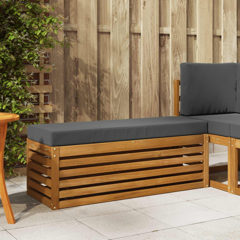 vidaXL Stoelbank met kussen Natuurlijk en Antraciet 115 x 43 x 37 cm afbeelding 1