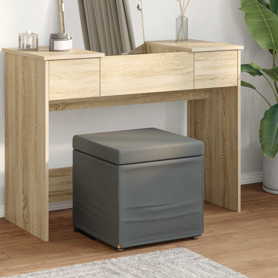 vidaXL Kruk Donkergrijs 41 x 41 x 40 cm Stof en Geëngineerd Hout vidaXL Kruk Donkergrijs 41 x 41 x 40 cm Stof en Geëngineerd Hout afbeelding 1