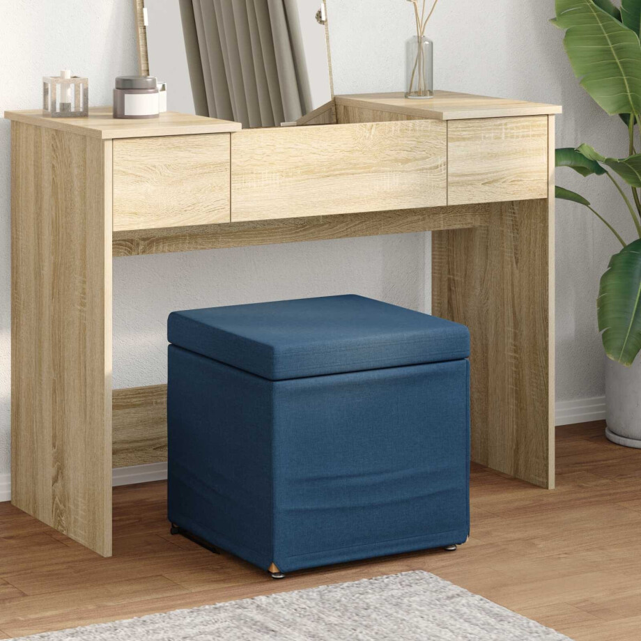 vidaXL Kruk Blauw 41 x 41 x 40 cm Stof en Geëngineerd Hout vidaXL Kruk Blauw 41 x 41 x 40 cm Stof en Geëngineerd Hout afbeelding 1