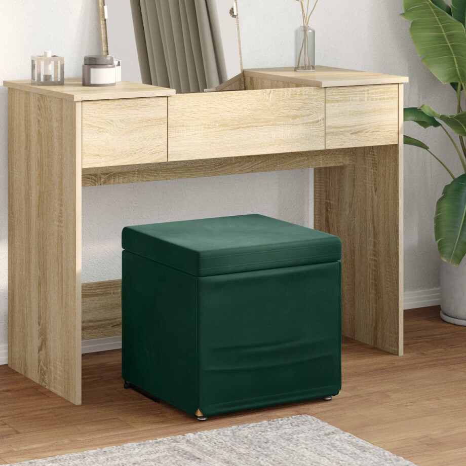 vidaXL Kruk Donkergroen 41 x 41 x 40 cm Velvet en Gefabriceerd Hout vidaXL Kruk Donkergroen 41 x 41 x 40 cm Velvet en Gefabriceerd Hout afbeelding 1