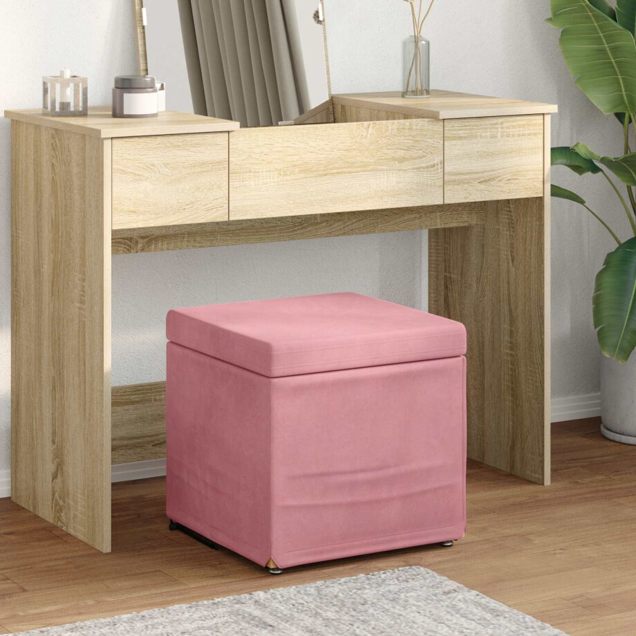 vidaXL Kruk Roze 41 x 41 x 40 cm Velvet en Gefabriceerd Hout vidaXL Kruk Roze 41 x 41 x 40 cm Velvet en Gefabriceerd Hout afbeelding 1
