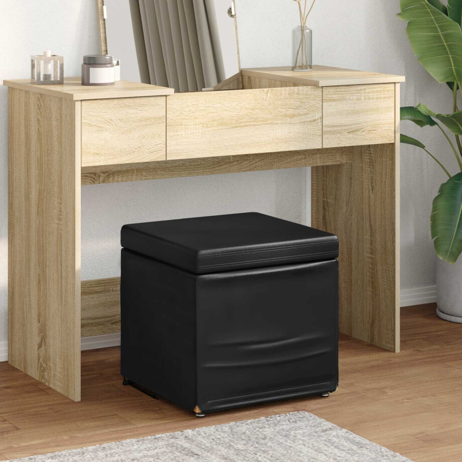 vidaXL Kruk Zwart 41 x 41 x 40 cm Nepleer en Gefabriceerd Hout vidaXL Kruk Zwart 41 x 41 x 40 cm Nepleer en Gefabriceerd Hout afbeelding 1