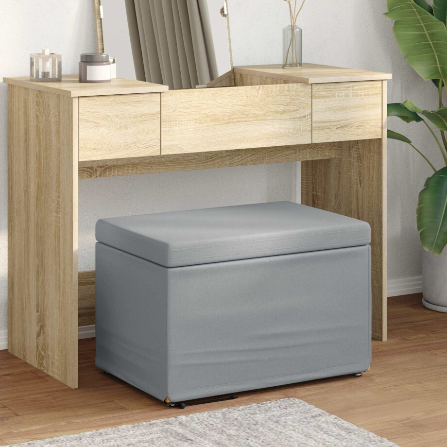 vidaXL Kruk Lichtgrijs 61 x 41 x 40 cm Stof en Geëngineerd Hout vidaXL Kruk Lichtgrijs 61 x 41 x 40 cm Stof en Geëngineerd Hout afbeelding 1