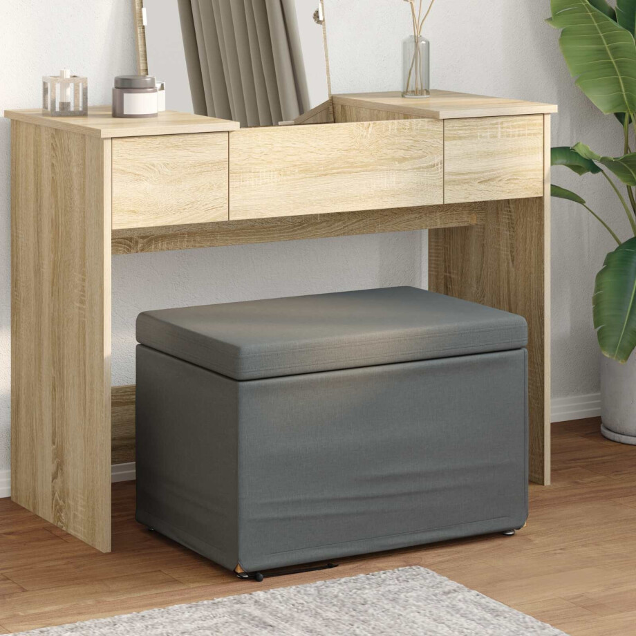 vidaXL Kruk Donkergrijs 61 x 41 x 40 cm Stof en Geëngineerd Hout vidaXL Kruk Donkergrijs 61 x 41 x 40 cm Stof en Geëngineerd Hout afbeelding 1