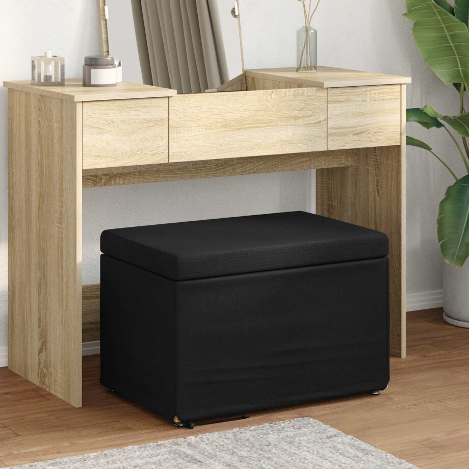vidaXL Kruk Zwart 61 x 41 x 40 cm Stof en Geëngineerd Hout afbeelding 1