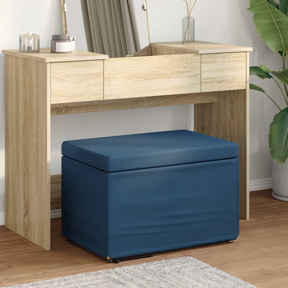 vidaXL Kruk Blauw 61 x 41 x 40 cm Stof en Geëngineerd Hout vidaXL Kruk Blauw 61 x 41 x 40 cm Stof en Geëngineerd Hout afbeelding 1