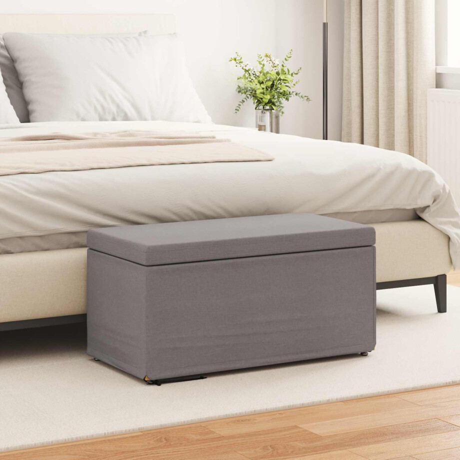 vidaXL Kruk Taupe 81 x 41 x 40 cm Stof en Geëngineerd Hout afbeelding 1