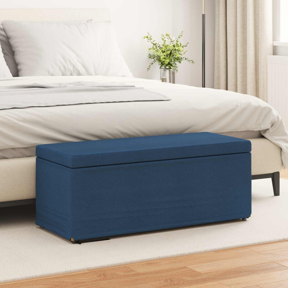 vidaXL Kruk Blauw 101 x 41 x 40 cm Stof en Geëngineerd Hout afbeelding 1