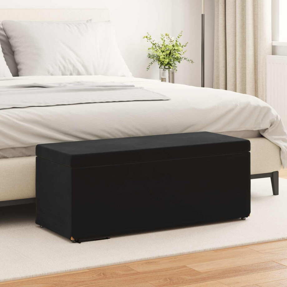 vidaXL Kruk Zwart 101 x 41 x 40 cm Velvet en Gefabriceerd Hout afbeelding 1