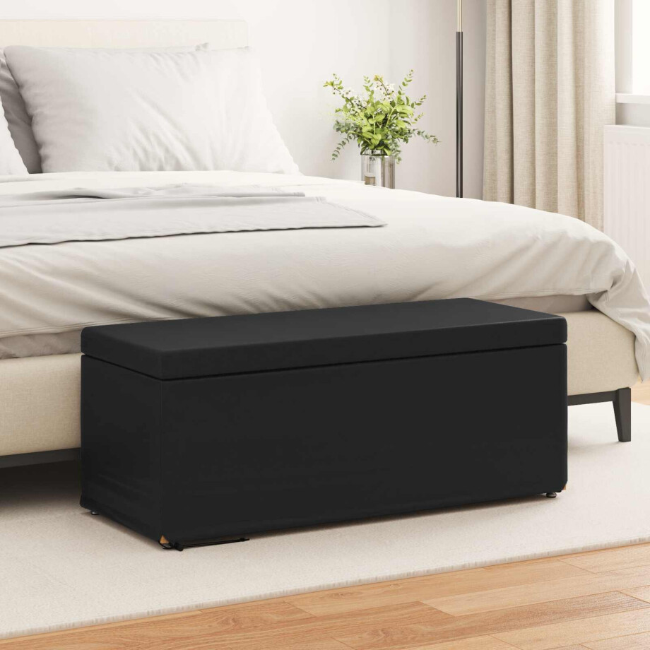 vidaXL Kruk Zwart 101 x 41 x 40 cm Nepleer en Gefabriceerd Hout afbeelding 1