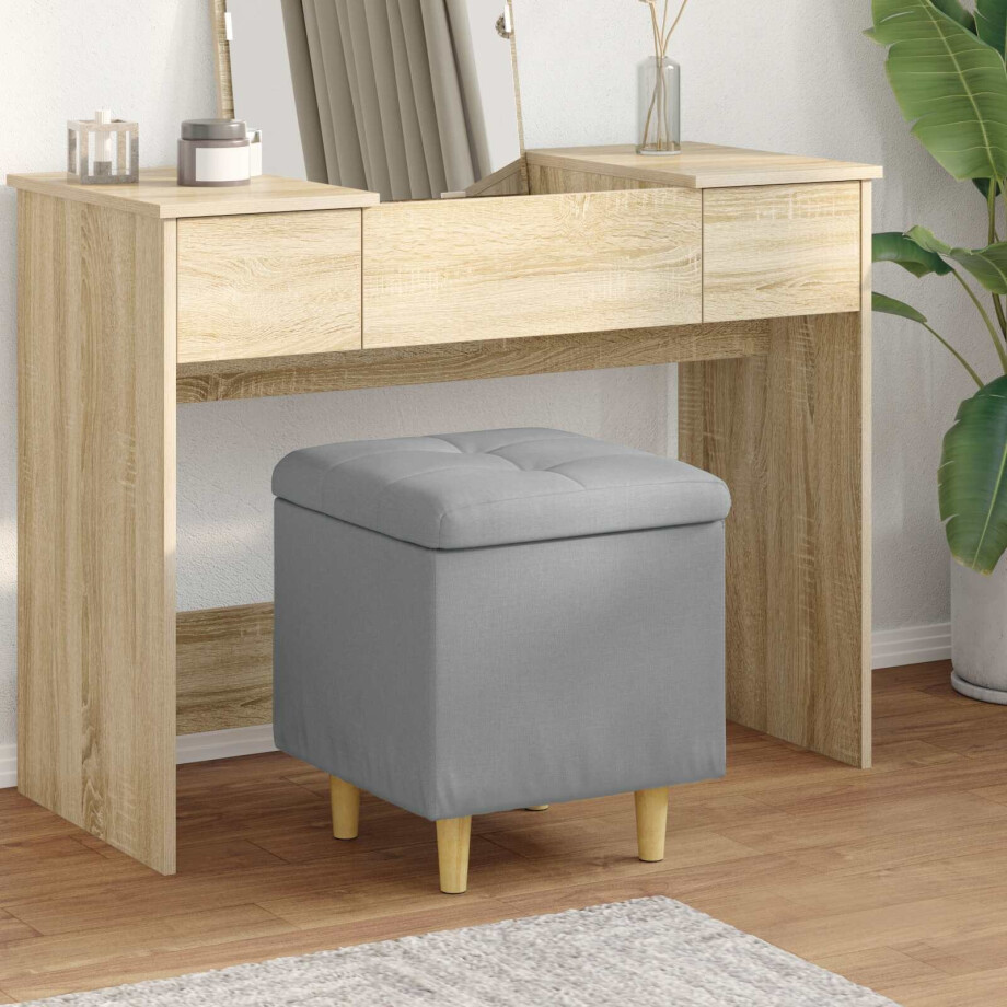 vidaXL Poef met Opbergruimte Lichtgrijs 40 x 40 x 45 cm Stof afbeelding 1