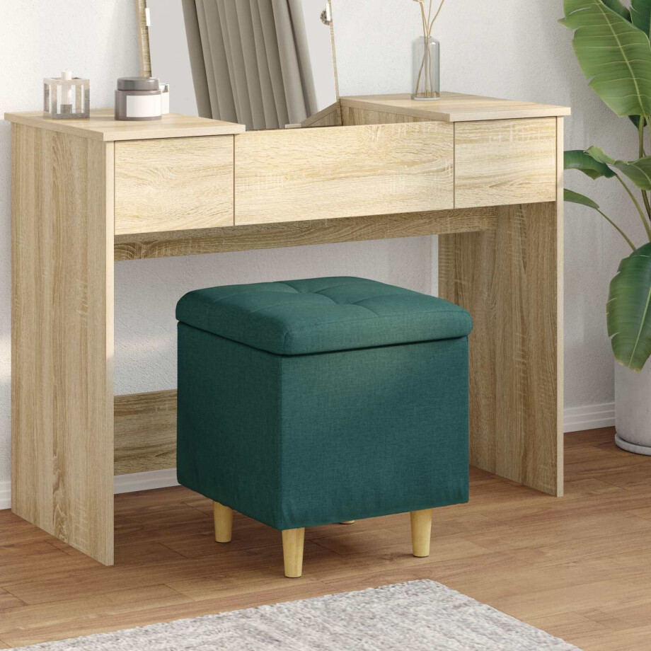 vidaXL Opslagottoman met kussen Donkergroen 40 x 40 x 45 cm Stof vidaXL Opslagottoman met kussen Donkergroen 40 x 40 x 45 cm Stof afbeelding 1