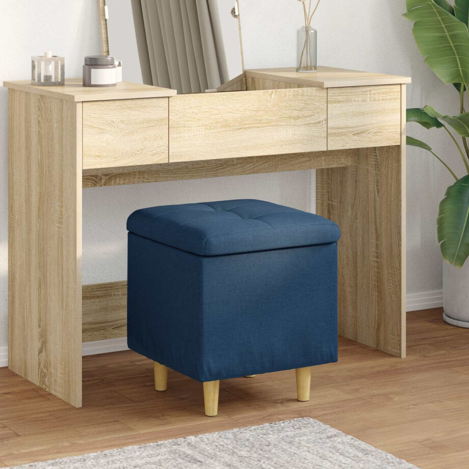 vidaXL Opslagottoman met kussen Blauw 40 x 40 x 45 cm Stof afbeelding 1