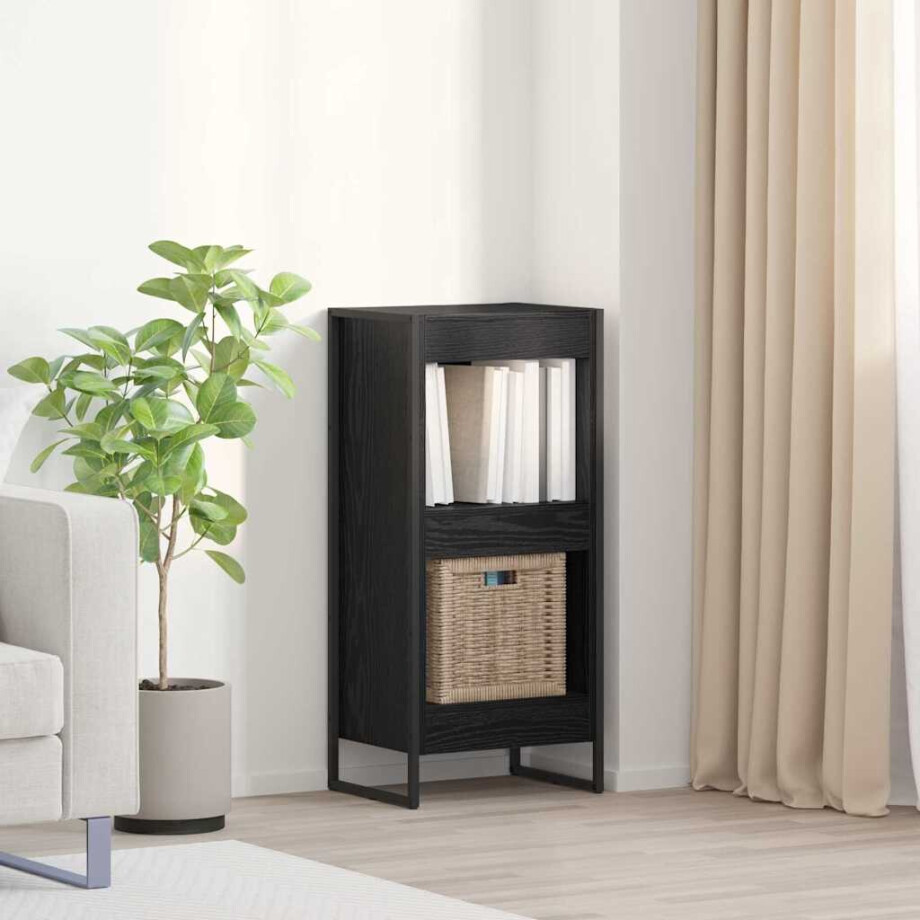 vidaXL Boekenkast Zwart Eiken 40 x 30 x 86,5 cm Bewerkt hout vidaXL Boekenkast Zwart Eiken 40 x 30 x 86,5 cm Bewerkt hout afbeelding 1