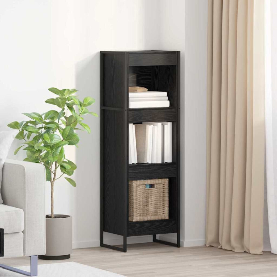vidaXL Boekenkast Zwart Eiken 40 x 30 x 121 cm Bewerkt hout afbeelding 1