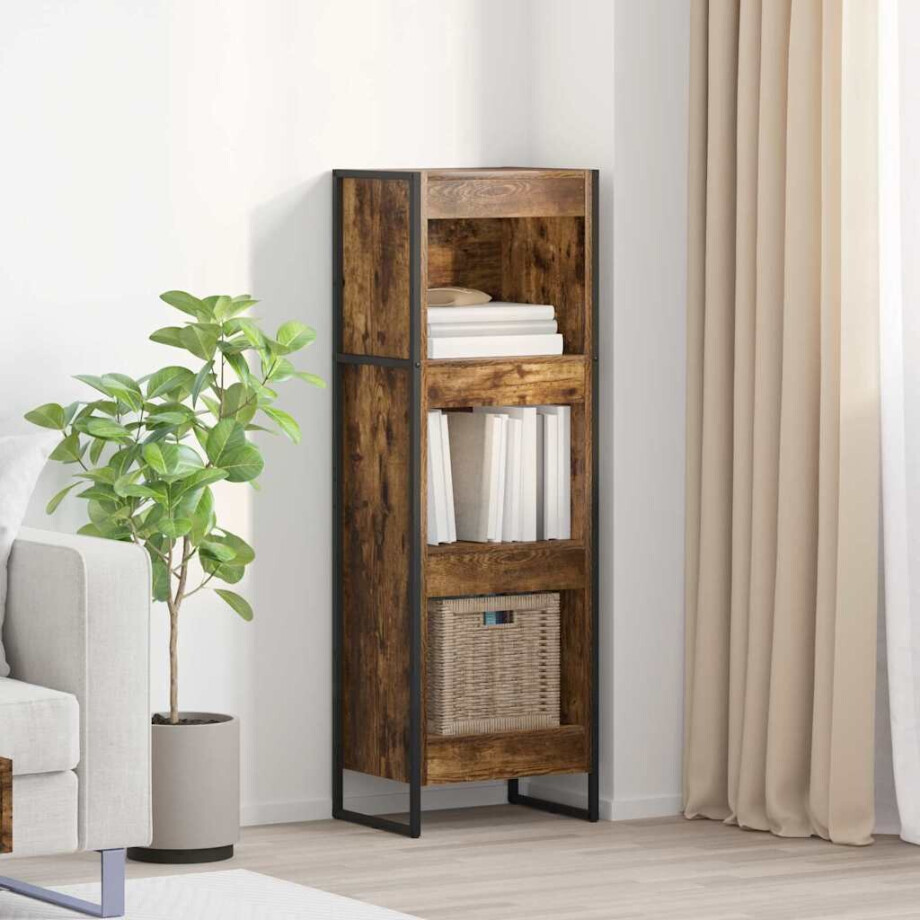vidaXL Boekenkast Rook Eik 40 x 30 x 121 cm Bewerkt hout afbeelding 1