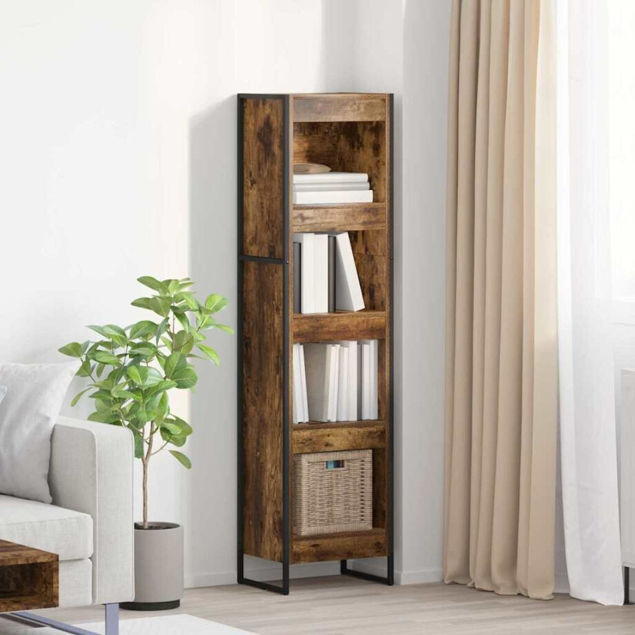 vidaXL Boekenkast Rook Eik 40 x 30 x 155 cm Bewerkt hout vidaXL Boekenkast Rook Eik 40 x 30 x 155 cm Bewerkt hout afbeelding 1