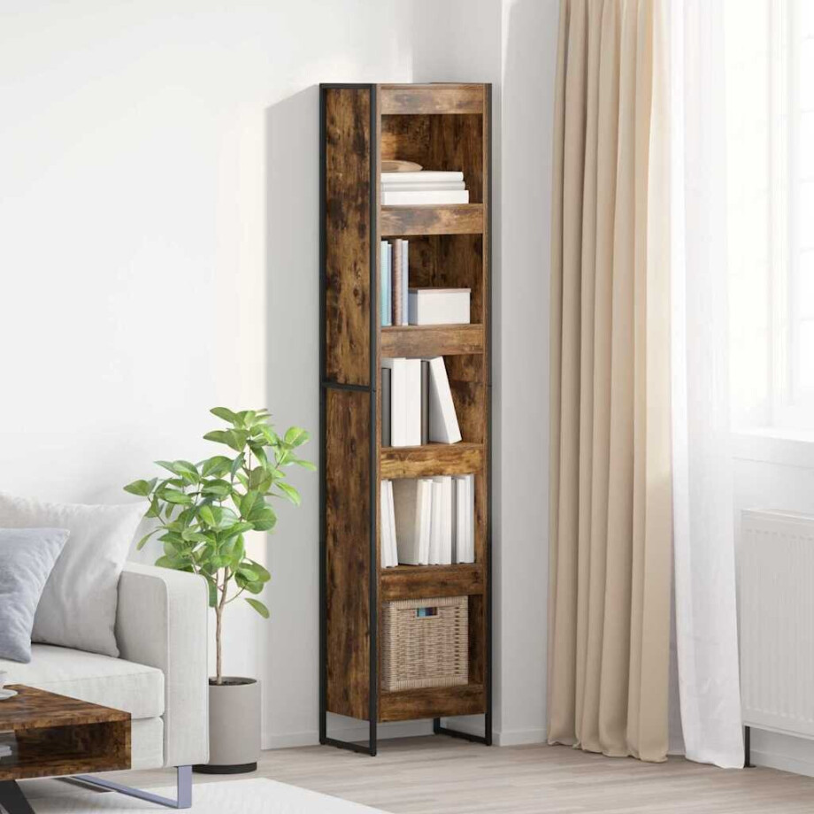 vidaXL Boekenkast Rook Eik 40 x 30 x 189,5 cm Bewerkt hout vidaXL Boekenkast Rook Eik 40 x 30 x 189,5 cm Bewerkt hout afbeelding 1