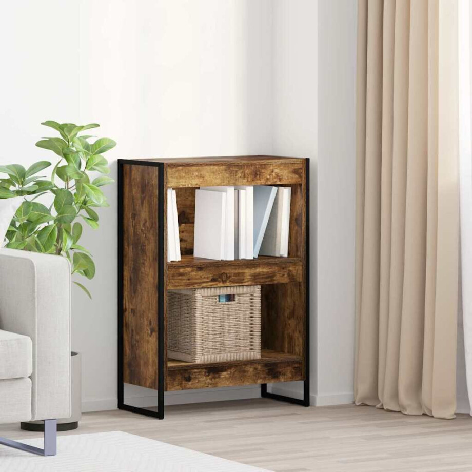 vidaXL Boekenkast Rook Eik 60 x 30 x 86,5 cm Bewerkt hout vidaXL Boekenkast Rook Eik 60 x 30 x 86,5 cm Bewerkt hout afbeelding 1