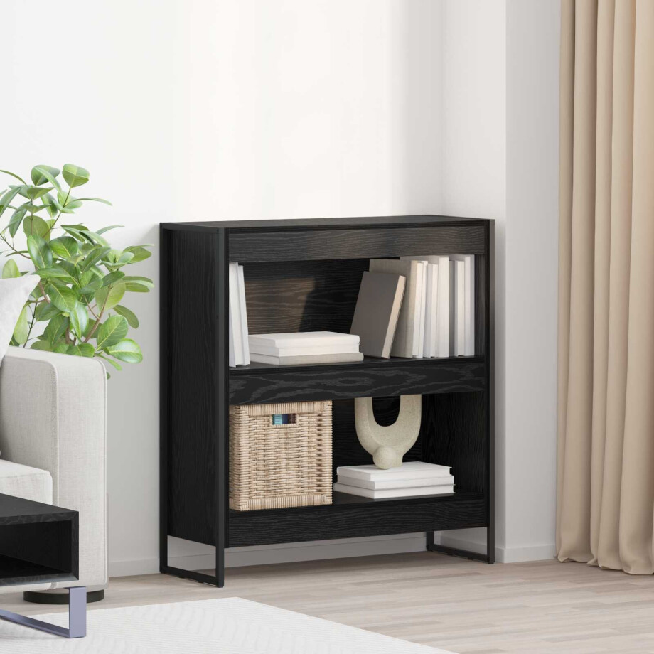vidaXL Boekenkast Zwart Eiken 80 x 30 x 86,5 cm Bewerkt hout vidaXL Boekenkast Zwart Eiken 80 x 30 x 86,5 cm Bewerkt hout afbeelding 1
