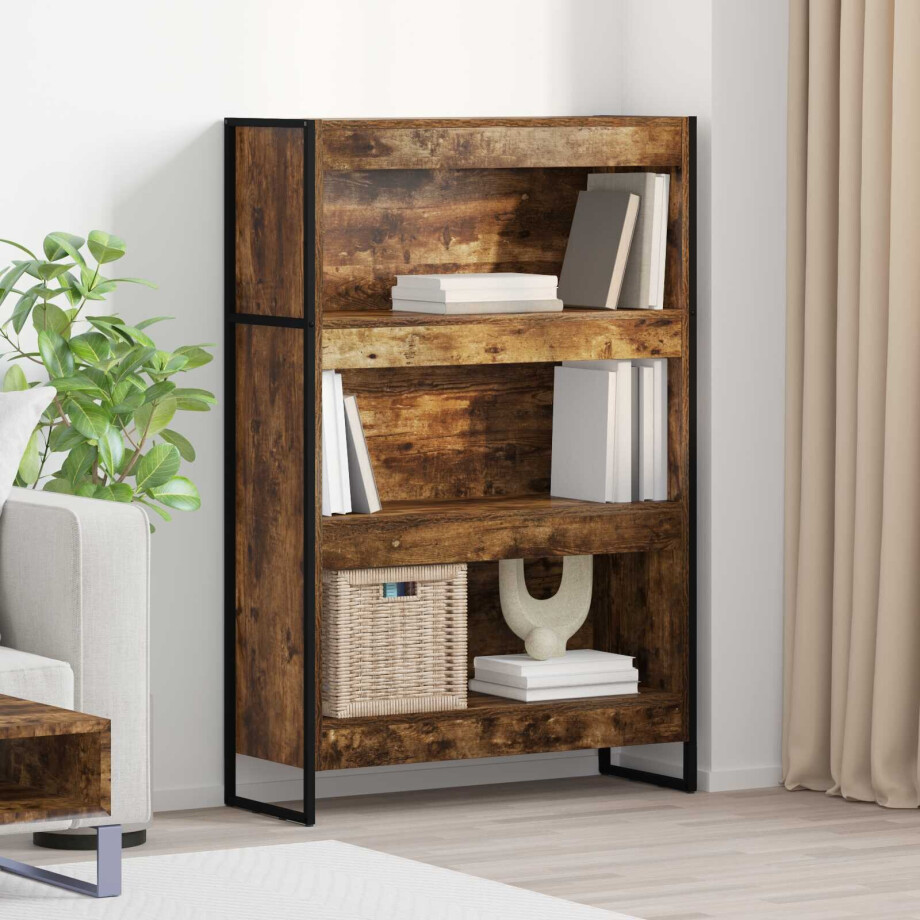 vidaXL Boekenkast Rook Eik 80 x 30 x 121 cm Bewerkt hout vidaXL Boekenkast Rook Eik 80 x 30 x 121 cm Bewerkt hout afbeelding 1