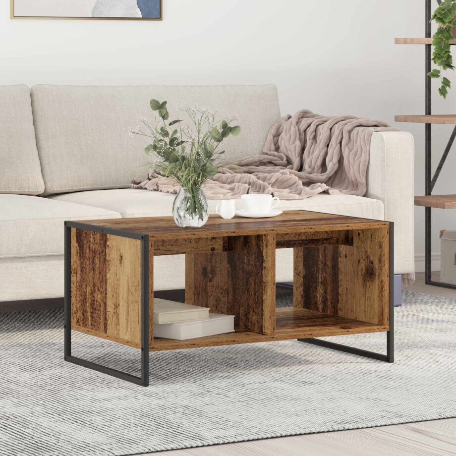 vidaXL Salontafel Oud Hout 80 x 50 x 40 cm Bewerkt hout afbeelding 1